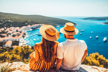 Multiethnic couple traveling in Croatia in summer. Happy young travelers exploring in city. © VisualProduction