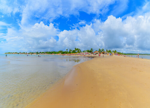 Beautiful landscape of Coroa Vermelha beach, tourist destination of Bahia state at Santa Cruz Cabralia city. Brazilian historical beach.