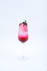 Beverage for summer. Mix berry soda on white background.