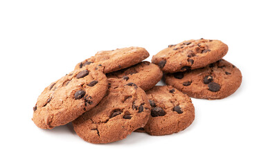 Chocolate chip cookie isolated on white background