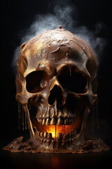 melting wax skull. lava skull.