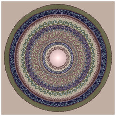 A round figure with an ethnic pattern.