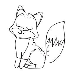 fox sitting childrens coloring book, sketch vector
