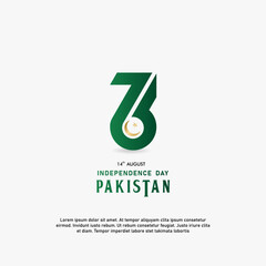 Happy Independence Day Republic Of Pakistan, 14 august. greeting card with white and green colors design