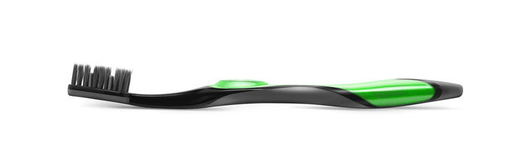 Toothbrush black with green on a transparent background