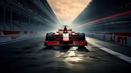 Foto op Plexiglas The pit lane of a red racing car © Oleksii Halutva