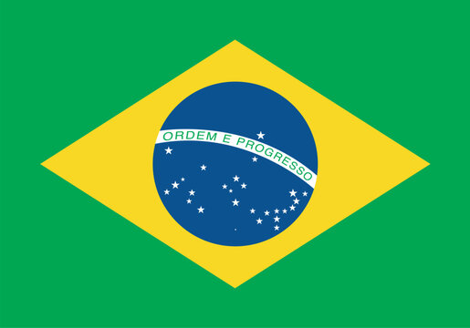 Brazil Flag Vector with Original Colours and Proportions. Vector Illustration. Brazil Independence Day.