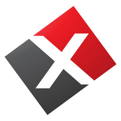 Red and Black Rectangle Shaped Letter X Icon