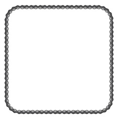 Vector black square frame made of a bike chain. White background.