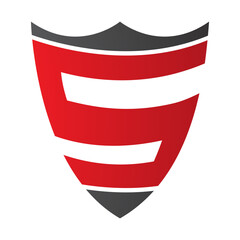 Red and Black Shield Shaped Letter S Icon