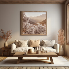 Modern living room ceiling Design, wood patterns, organic classic, ornamental, fractal, AI Generated