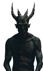 devil with curly goat like horns. transparent PNG