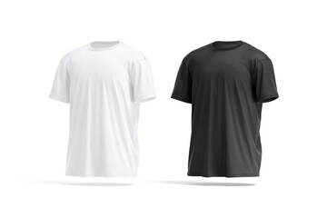 Blank black and white oversize t-shirt mockup, side view