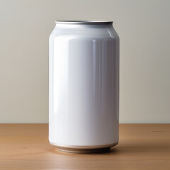 Mockup white can of beer isolated on orange background. Pop art style illustration.