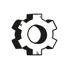 Gear wheel and cog wheel mechanism cartoon icon. Business concept innovation and movement. Vector illustration doodle style.