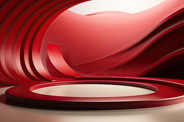 3d Japanese style minimal background. pink podium and cherry blossom background for product presentation.