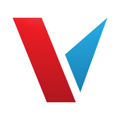 Red and Blue Geometrical Shaped Letter V Icon