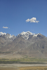 Scenery of beautiful mountains of Padum, Zanskar Valley, (Ladakh) with beautiful Glacier mountains. 