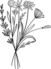 Obraz premium flower drawing line