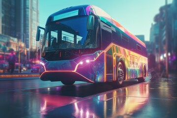 Electric tourist bus. Generate Ai