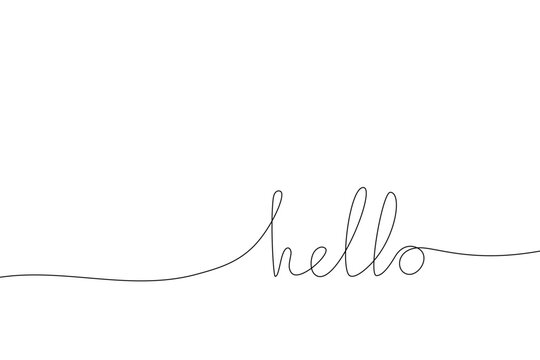 Vector handwriting word hello. Hand drawn one continuous line.