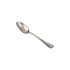 Old metal spoon isolated over white background