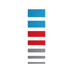 Fototapeta premium Red and Blue Letter I Icon with Horizontal Stripes