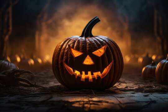 Big Pumpkin Scary Face Halloween Photo Stock Illustration 710535712