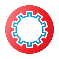 Red and Blue Letter O Icon with Castle Wall Pattern
