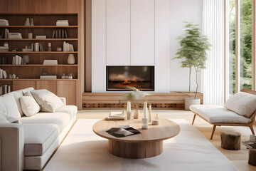 Fototapeta na wymiar A modern and cosy living room - Home design theme