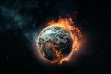 Obraz premium Fires around planet. Generate Ai