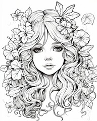 Enchanting Fairy Princess: A Beautiful Coloring Page - Delightful Illustration of a Cute Cartoon Character, Perfect for Coloring in Black and White