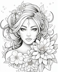 Enchanting Fairy Princess: A Beautiful Coloring Page - Delightful Illustration of a Cute Cartoon Character, Perfect for Coloring in Black and White
