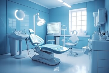 Fototapeta na wymiar Dental clinic chair. Generate Ai