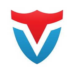 Red and Blue Shield Shaped Letter V Icon