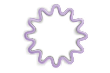Volumetric round wavy frame with an empty space in the center with an inflatable purple border