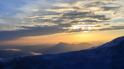 Fototapeta na wymiar panorama from the top in the light of dawn