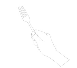 One line vector illustration of various fork styles