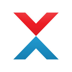 Red and Blue V Shaped Letter X Icon