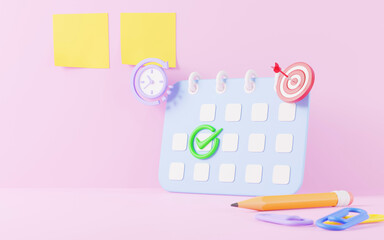 3D Business management planning and schedule concept