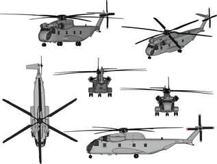 Vector illustration sketch of a patient health rescue combat helicopter