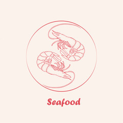 Seafood, shrimp, logo, doodle, line art,  shrimps ,seafood illustration , crustacean , shrimp, crustaceans, seafood , crawfish, watercolor, food illustrations