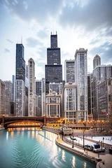 Zelfklevend Fotobehang Chicago city downtown © Sumondesigner_42