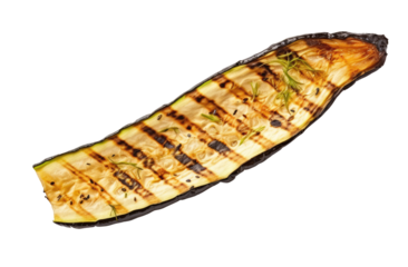 Grilled slice of aubergine isolated on transparent background