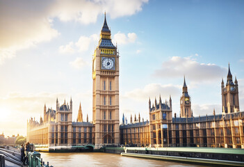 Fototapeta na wymiar A Beautiful View of Big Ben and the Palace of Westminster in London UK