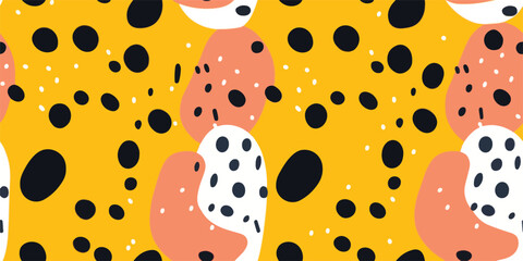 Hand drawn geometric trendy dots pattern. Dynamic abstract shapes. Fashionable template for design. Modern cartoon style