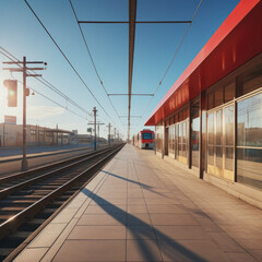 Obraz premium Light Rail Minimalism - Generative AI illustration