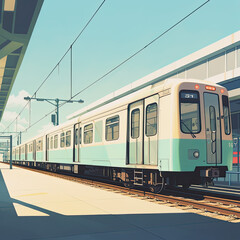 Naklejka premium Light Rail Minimalism - Generative AI illustration