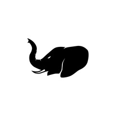 black silhouette of elephant vector logo