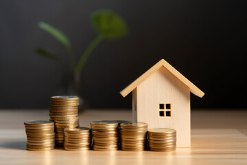 house and coins, investment or saving for first home concept 